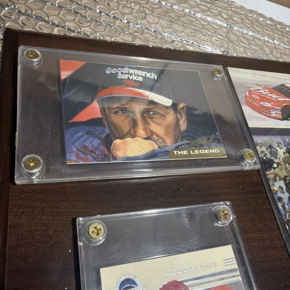 Dale & Dale Jr. NASCAR Racing Card Plaque with 2 Sports Trading Cards